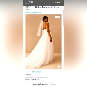 PERFECT CONDITION NEVER USED ANTHROPOLOGIE WEDDING VEIL